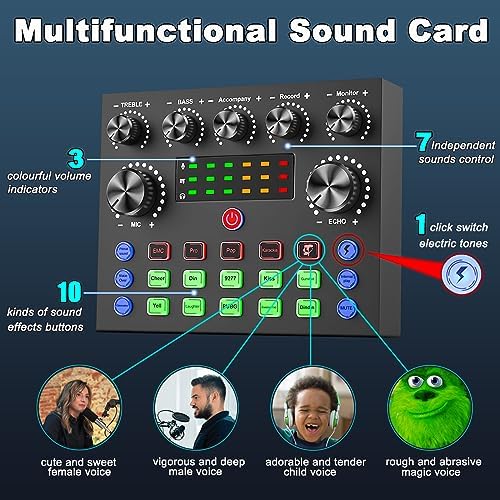 sktome Podcast Equipment Bundle for 2, V8s Voice Changer with BM-800 Podcast Microphone Bundle - Studio Condenser Microphone Perfect for Podcasting, Recording, Singing, Streaming and Gaming - Image 4